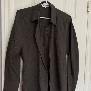 ZARA Black Pinstripe Lightweight Shirt Jacket